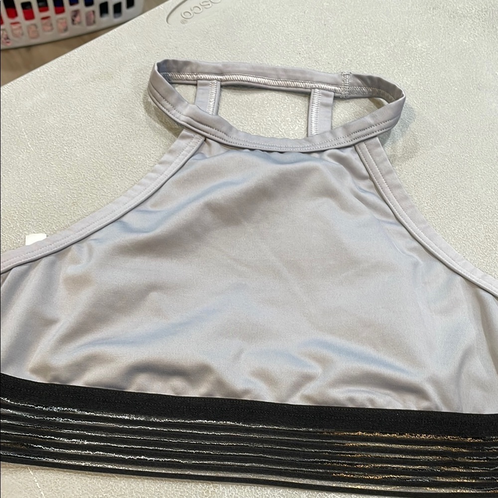 Gray and Black Halter Sports Bra